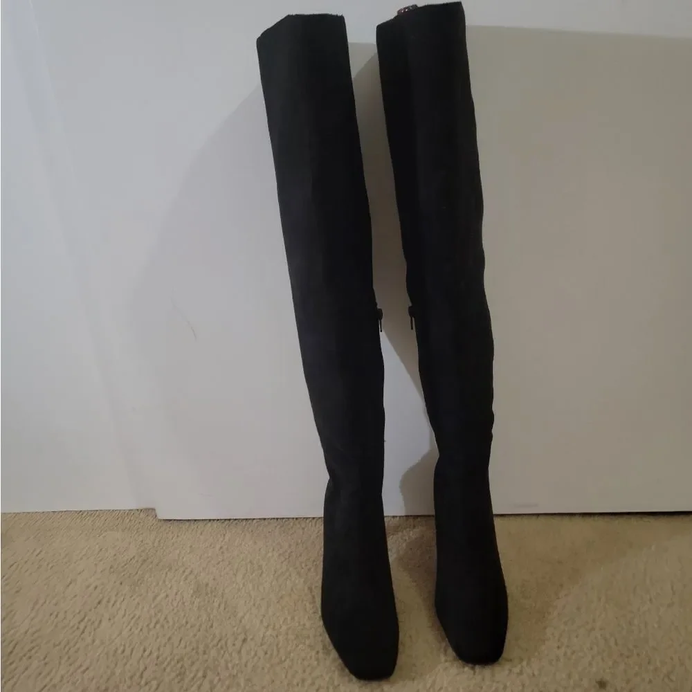 🆕️👢Gabrielle Union Over The Knee Boots, Blk/Red - Sz 8-1/2